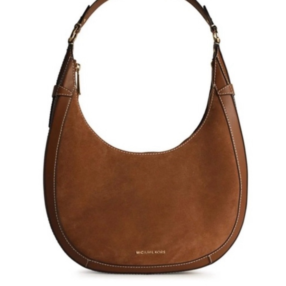 Michael Kors Brown Suede Hobo Preston  Bag NWT New